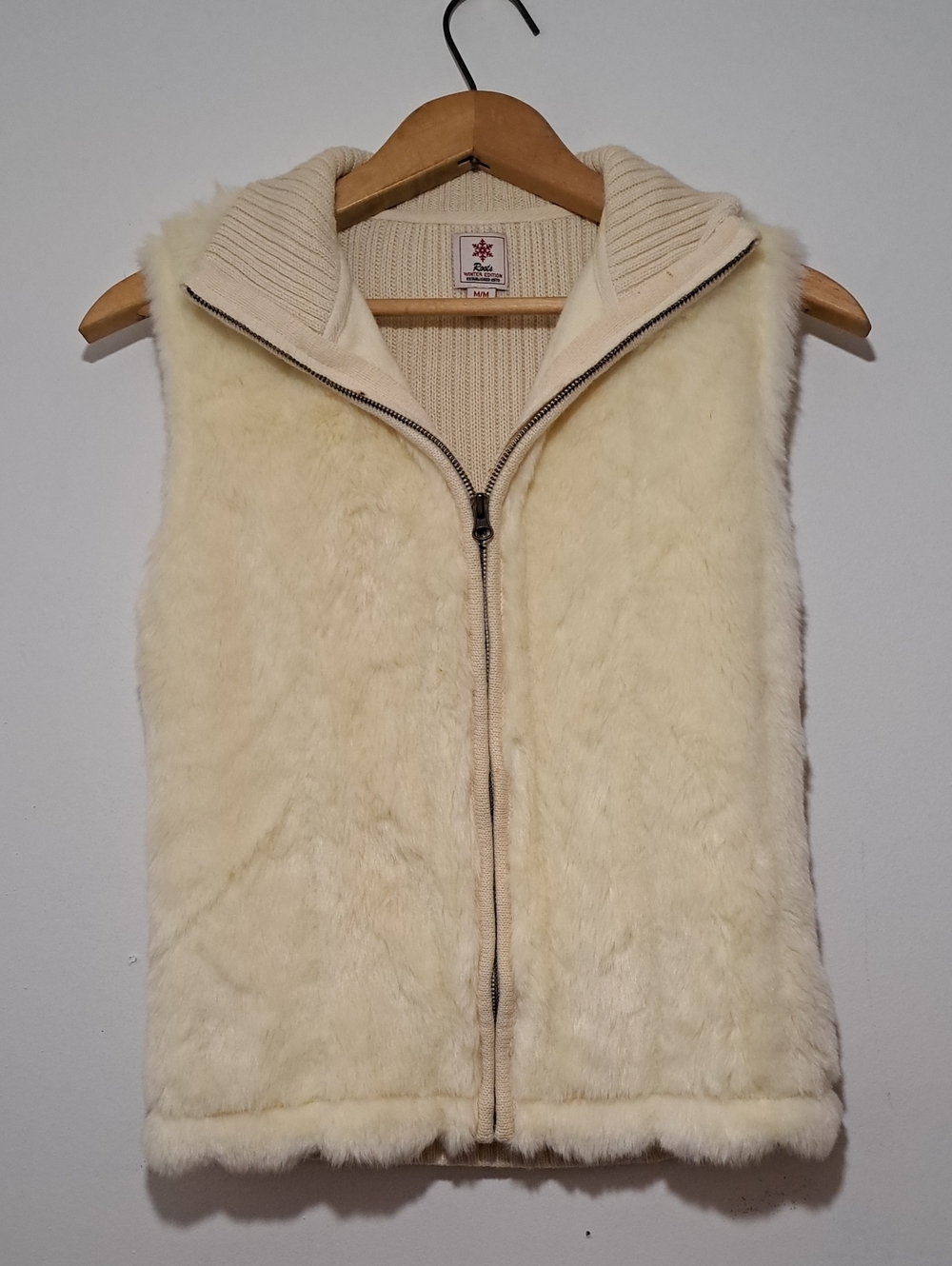 Roots Cream Faux Fur Zip Vest for Women